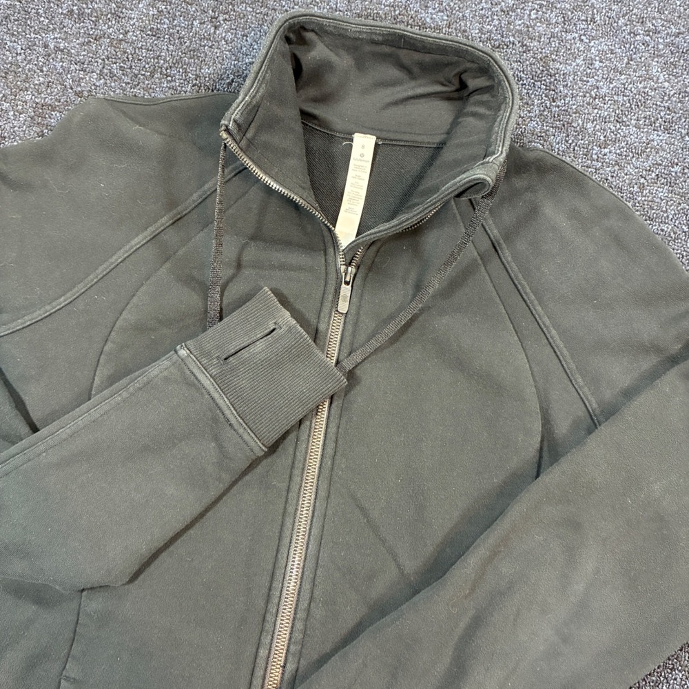 Lululemon Huddle & Hustle Jacket Womens 8 Black Full Zip Fleece Thumbholes
